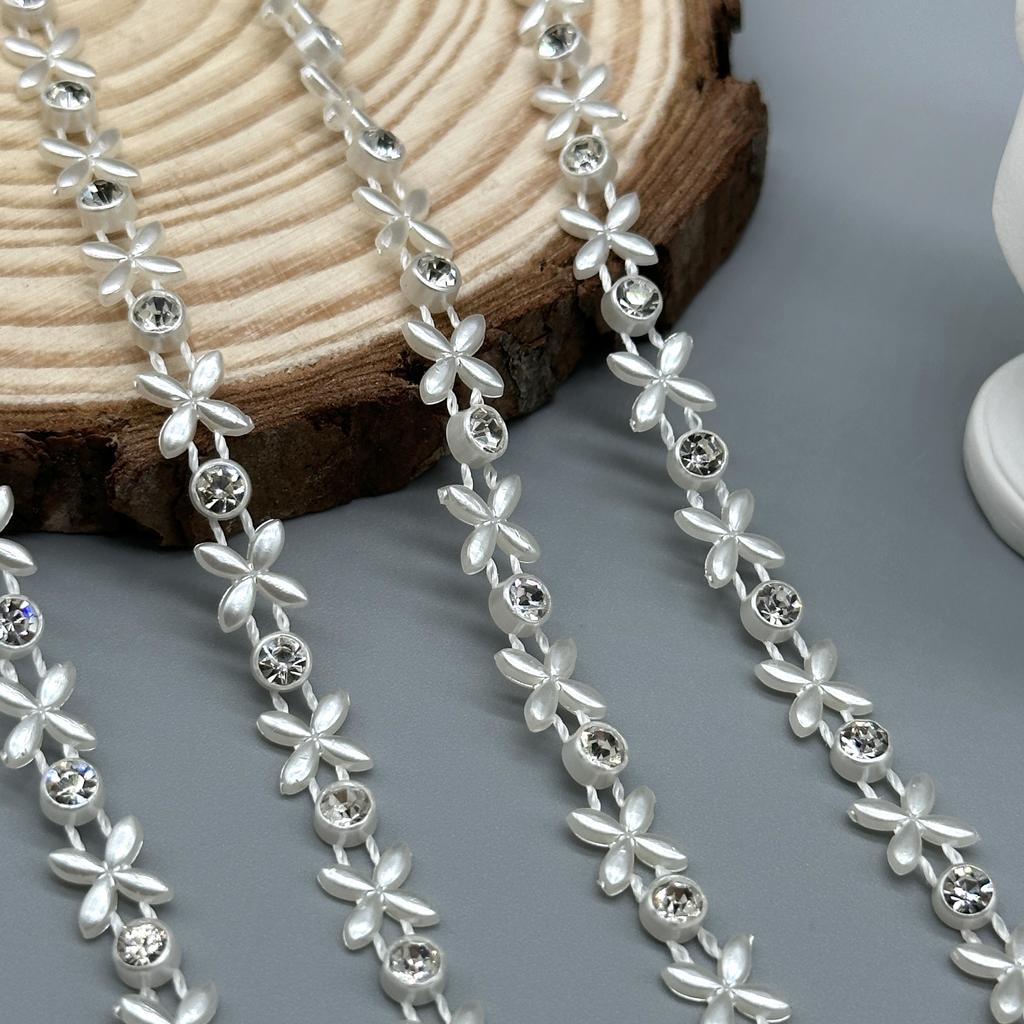 Sewing Lace Trim Rhinestone Plastic Cup Chain Pearl Banding DIY Bracelet Wedding Accessories