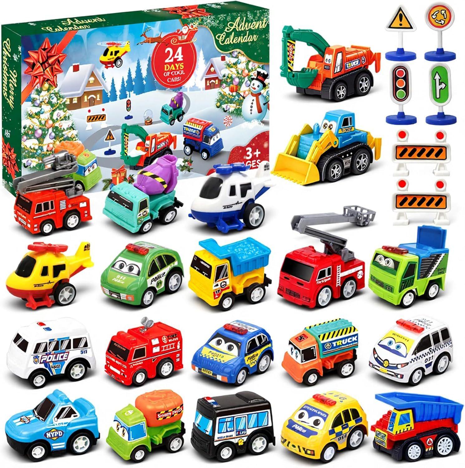 

Christmas Advent Calendar for Kids Boys 24 Days to Christmas Countdown Calendar Car Set Gift 27.8x19.8x6.7