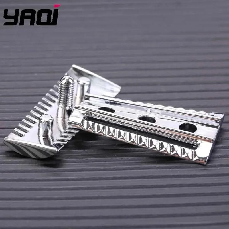 Yaqi Chrome Color Double-edged Slant Razor Head & Sandalwood Soap Set-Lightweight Versatile Use For Men Precise Shave Razor Head