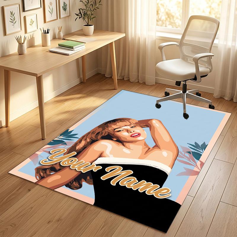 Personalized Crystal Velvet Carpet,Sabrina Carpenter Custom Printed Name, Plush Area Rug For Home Indoor Decor