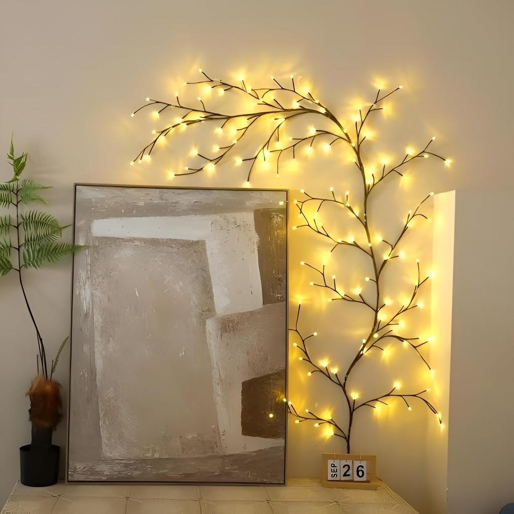Enchanted Willow Vine Fairy Lights - 7.5Ft Christmas Decorations Twinkling Tree Branch with Remote Control, 144 LEDs Twinkle String Lights for Wall