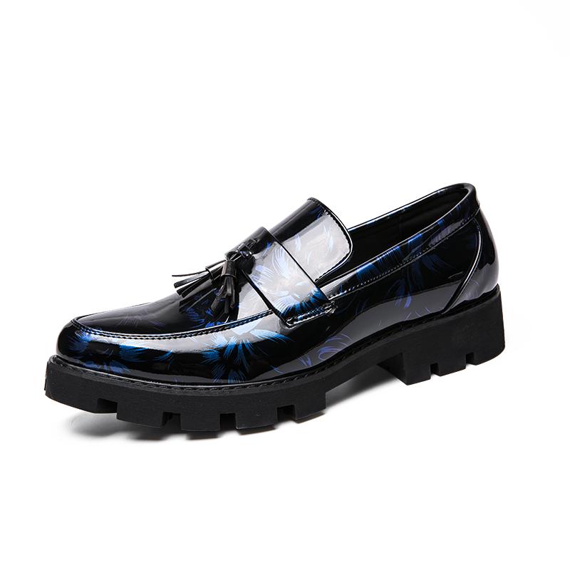 Fashion Thick Soled Men's Leather Shoes Leisure and Business Style Dress Up Party Work and Office Loafer Tassels