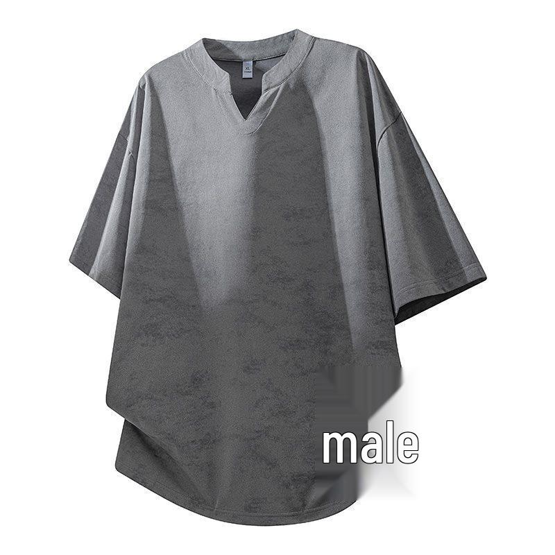 Men's Summer 2026 Tie-Dye V-Neck Short-Sleeve T-Shirt - Loose and Trendy Brand Pullover
