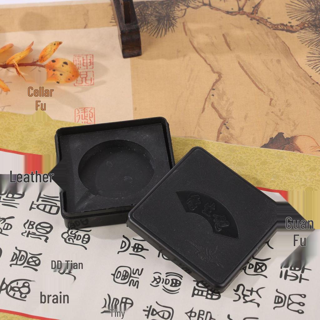 Portable Student Calligraphy Inkstone with Lid - Anti-drying, Multi-purpose Cartridge