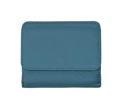 Genuine Leather Mini Wallet, Slim, Bifold, Compact, Coin Purse, Box-Shaped, Card Case, Palm-Sized, for Men and Women (Turquoise)