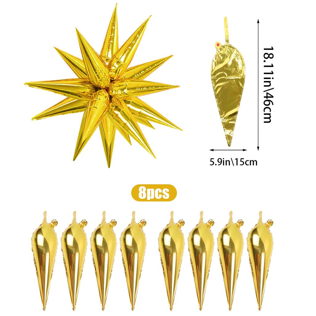8pcs Exploding Star Balloons, Pointed Star Foil Balloons, Mylar Balloons, Birthday Party, Christmas Decorations