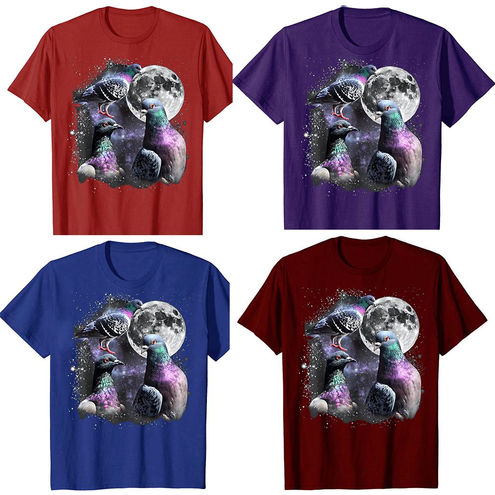 Funny Three Pigeon Moon Meme TShirt TShirt Summer Men Clothing Fashion T Shirts Cotton Short Sleeve Oversized Tshirt Tops