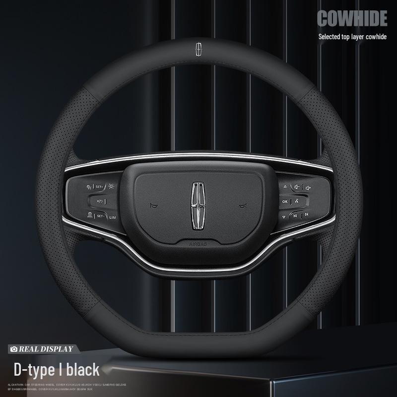 

Premium Leather Steering Wheel Cover for Lincoln MKC, MKZ, Aviator, MKX, Navigator 38cm