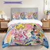 Süßes Cartoon-Thema Sailor Moon Tsukino Usagi Cartoon bequemer Heim-Bettbezug und Kissenbezug (1 * Bettbezug + 2 * Kissenbezug, ohne Füllung)A2