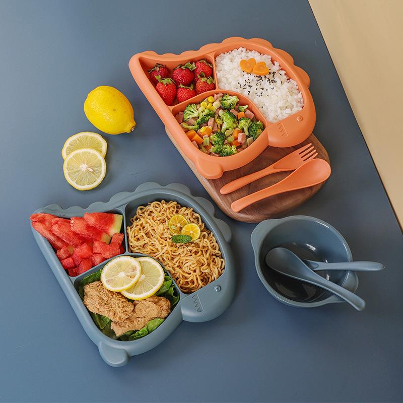 Adorable Dinosaur Children's Dining Set: Durable Plate, Spoon, Fork, and Bowl