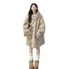 Lamb Wool Hooded Thick Coat with Fur Trim - 2025 Korean Style Mid-Length Fluff.