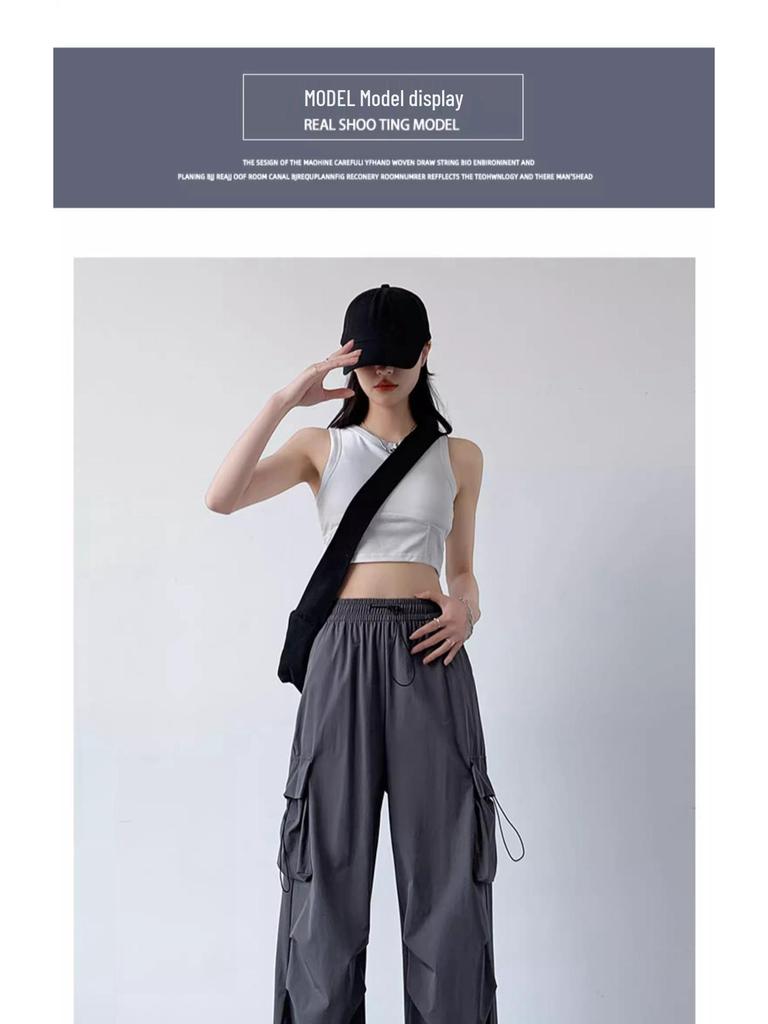 Dámské Petite Černé Rychleschnoucí Kalhoty s Rovnými Nohy a Širokými Nohy pro Volný Čas a Sporty v Létě 2024