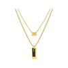 Fashionable and Simple Double Layered Square Brand Pendant Necklace Versatile Double Layer Sweater Chain Clavicle Chain Women