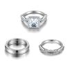Dreiteiliges Ring-Set, Roségold-Farbseparation Funkelnder Zirkonring, Damen-Luxus-Verlobungsring.