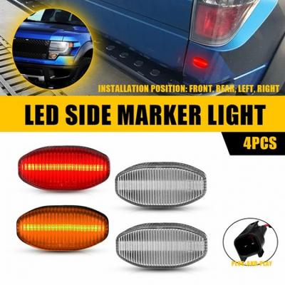 4PCS LED Front Rear Side Marker Lights For 2010-2014 Ford F-150 Raptor Clear Len