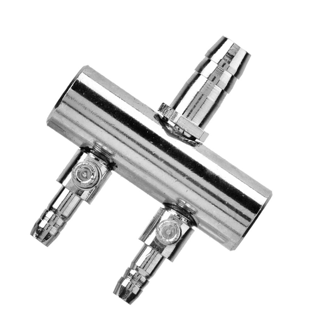Stainless Steel Aquarium Fish Tank Air Flow 8mm Turn To 4mm Splitter Control Valve