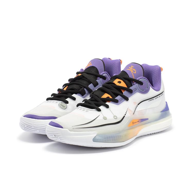 New 361° DVD2 CQT Cushioning Anti Slip Wear Resistant Breathability Low Top Basketball Shoes Men's Purple White 572411107-1