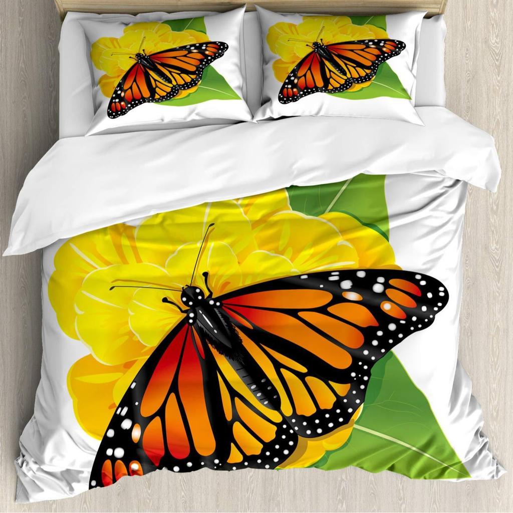 Bettbezug Lila Traum Schmetterling Rose Bettwäsche Digitaldruck Dreiteiliges Set Für Schlafzimmer