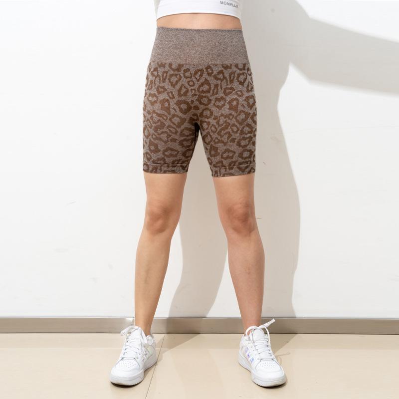 JYL Leopard Print Yoga Shorts High Waist Hip Lifting Tight Outfit L амарантовый