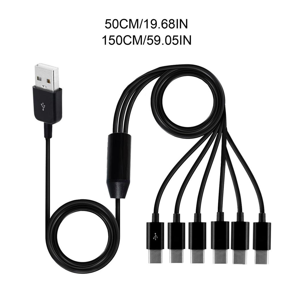 USB2.0 Type A Male to 6 Type-C UsbC Male Y Splitter Data Sync and Charging Connector Adapter Cable 0.5m/1.5m