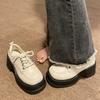 Frühling neue Muffin-Plateau Retro kleine Lederschuhe Damen Britischer Stil Slipper Erhöhende Lackschuhe