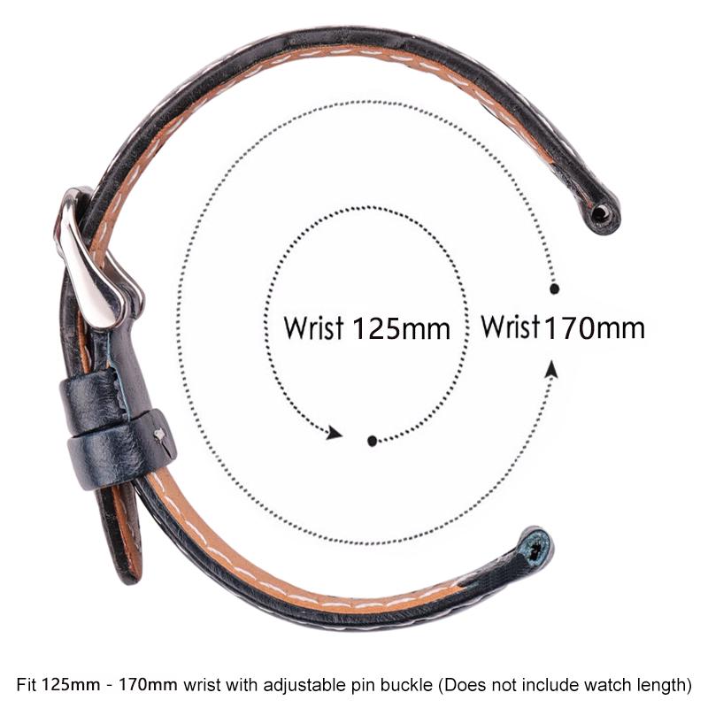 Watchband Watchbands 22mm 24mm Black Blue Brown Orange Cowhide Watch Band Strap Silver Steel Watch Buckle Genuine Leather Bracelet