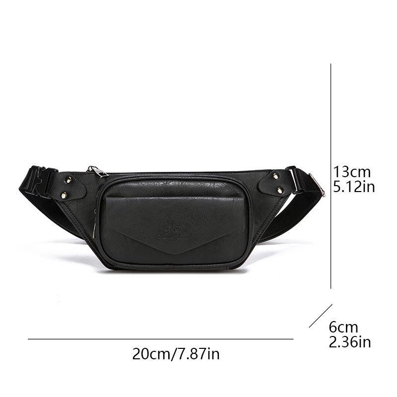 Men's Black Leather Chest Bag Vintage Sling Crossbody Bag Stylish Casual Chest Pack for Daily Use