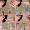 Bohemian ethnic style crystal fringed earrings stud earrings personalized design sense niche earrings women