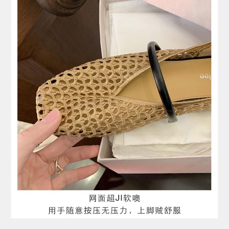 French Retro Woman Shoes 2026 Summer New Round Toe Flat Shoes Fashion Versatile Women's Sandals Simple Women Hollow Shoe Zapatos