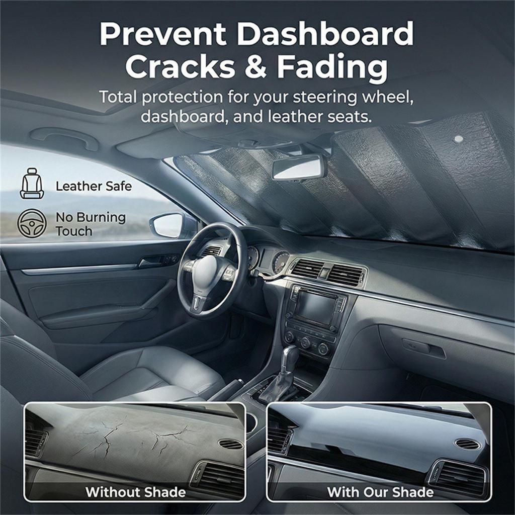Windshield Sun Shade Foldable Accordion Oversized Reflective Cover Car Visor Heat Insulation Dashboard Protection for SUV Summer