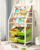 Metal Kids Bookshelf Freestanding Bookcase for Children Room Toy Organizer Modern MinimalistWhite Stable  Bedroom, Living
