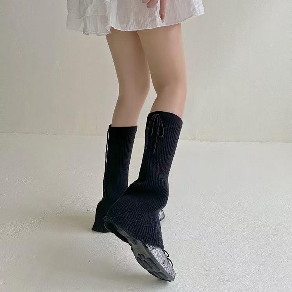 

Новые однотонные чехлы на ноги с ремешками Теплые вязаные гетры Покрытие для ног 35-39 чёрный