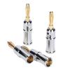 Preffair 4PCS Banana Plug Connector 24K Gold Plated Brass Banana Plug Six Leaf Banana Plug for Speakers BA1462