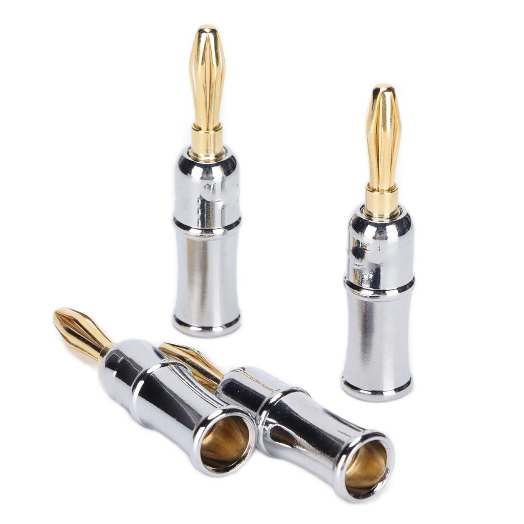 Preffair 4PCS Banana Plug Connector 24K Gold Plated Brass Banana Plug Six Leaf Banana Plug for Speakers BA1462