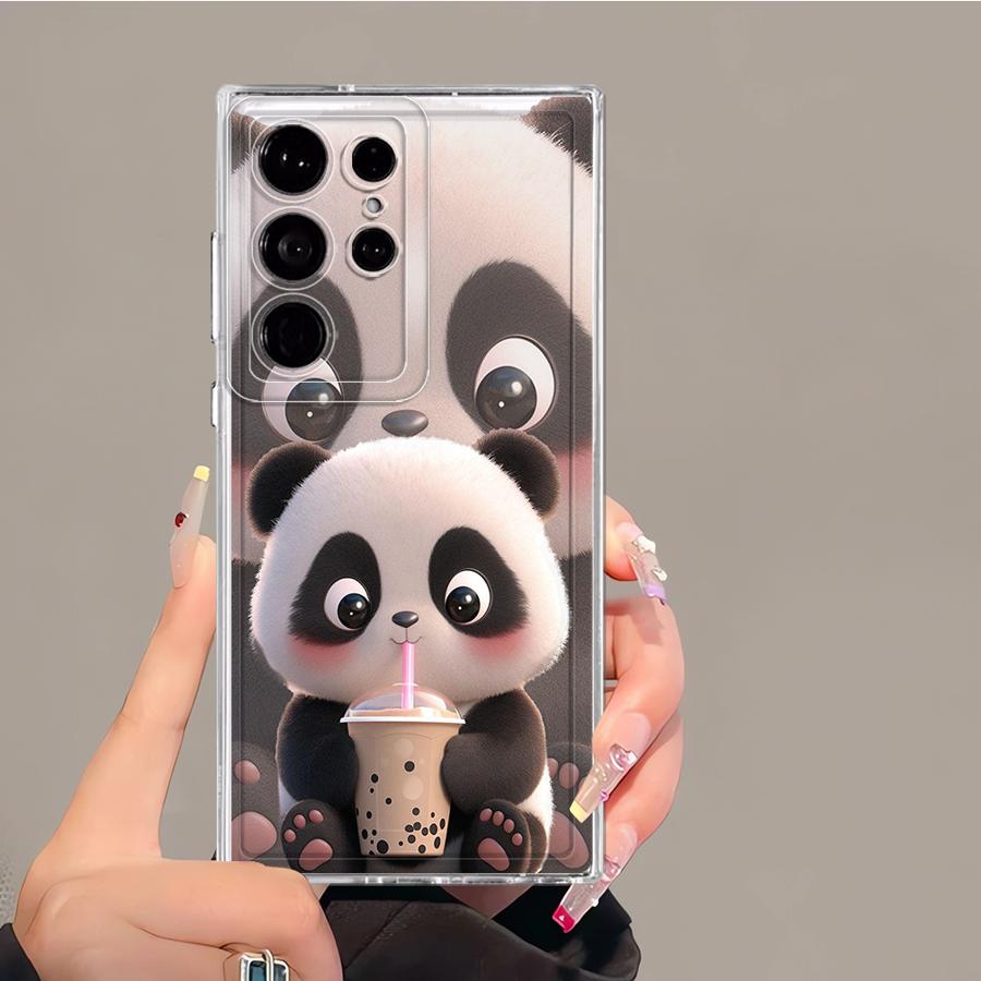 Coque de téléphone pour Samsung Galaxy S26 S20 Plus S21 S25 Edge S23 Ultra Note 20 Ultra 10 S24 S22 FE Panda Mignon