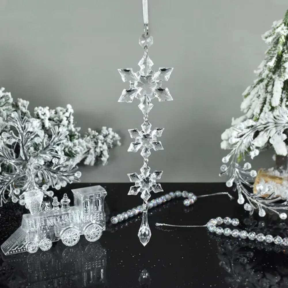 Ornamente Acrilice de Agățat pentru Pomul de Crăciun Piesă Fulg de Nea Transparentă Pandantive Cristal pentru Pomul de Crăciun Coroniță