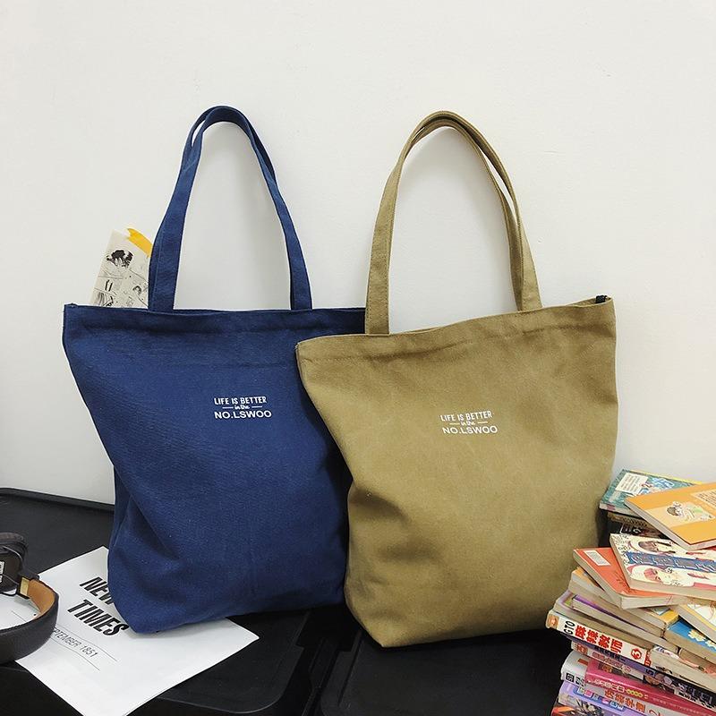 Women's Thickened Canvas Trade Messenger Bag Washed To Work Handbag Large Capacity Trend Urban Literature and Art Student Bag