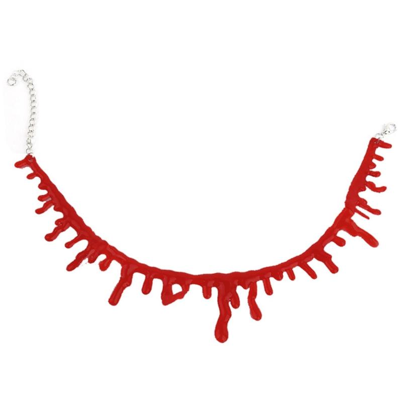 Collar de Sangre de Halloween Gargantillas para Mujer Collares Decoración DIY Fiesta de Halloween Accesorios de Terror Juguete para Niños Regalo Casa Encantada