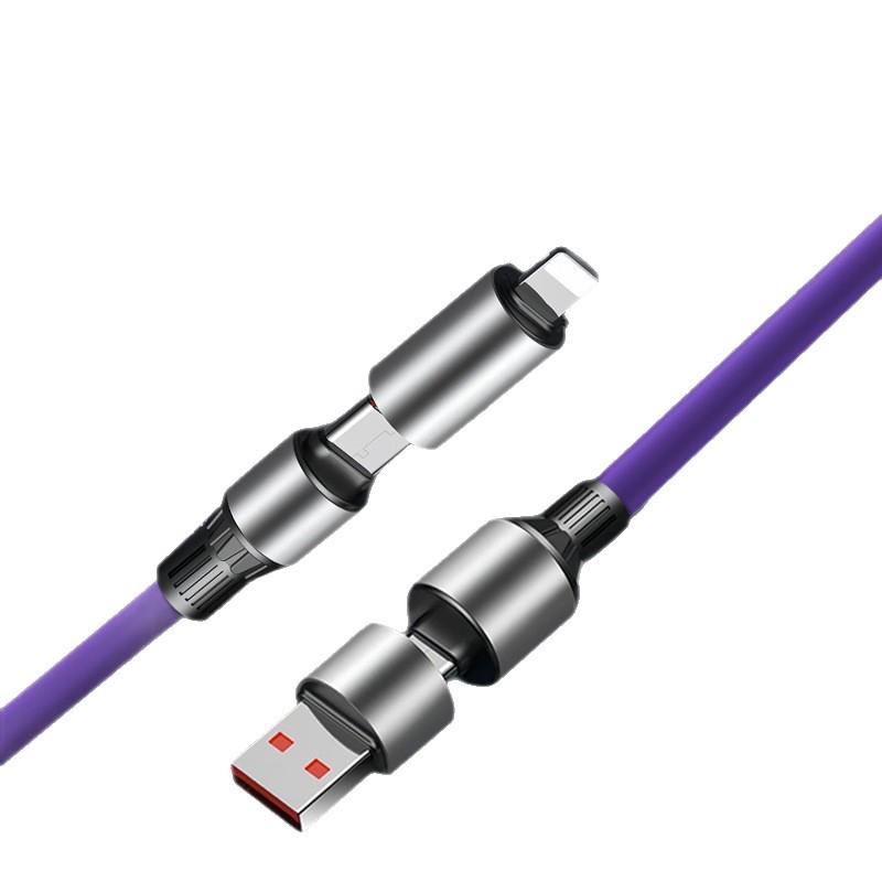 High-Speed 240W 1.5m Silicone 4-in-1 Charging Cable for Apple, Xiaomi, Huawei, OPPO