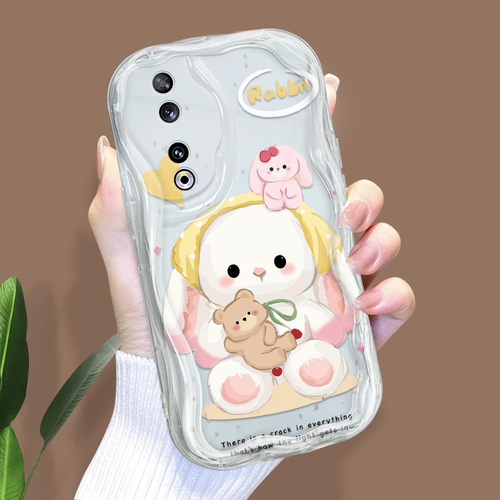 Cute Cartoon Pattern Cream Texture Casing Wavy Edge Soft Silicone Cover Phone Case for Huawei Honor Infinix Tecno iPhone