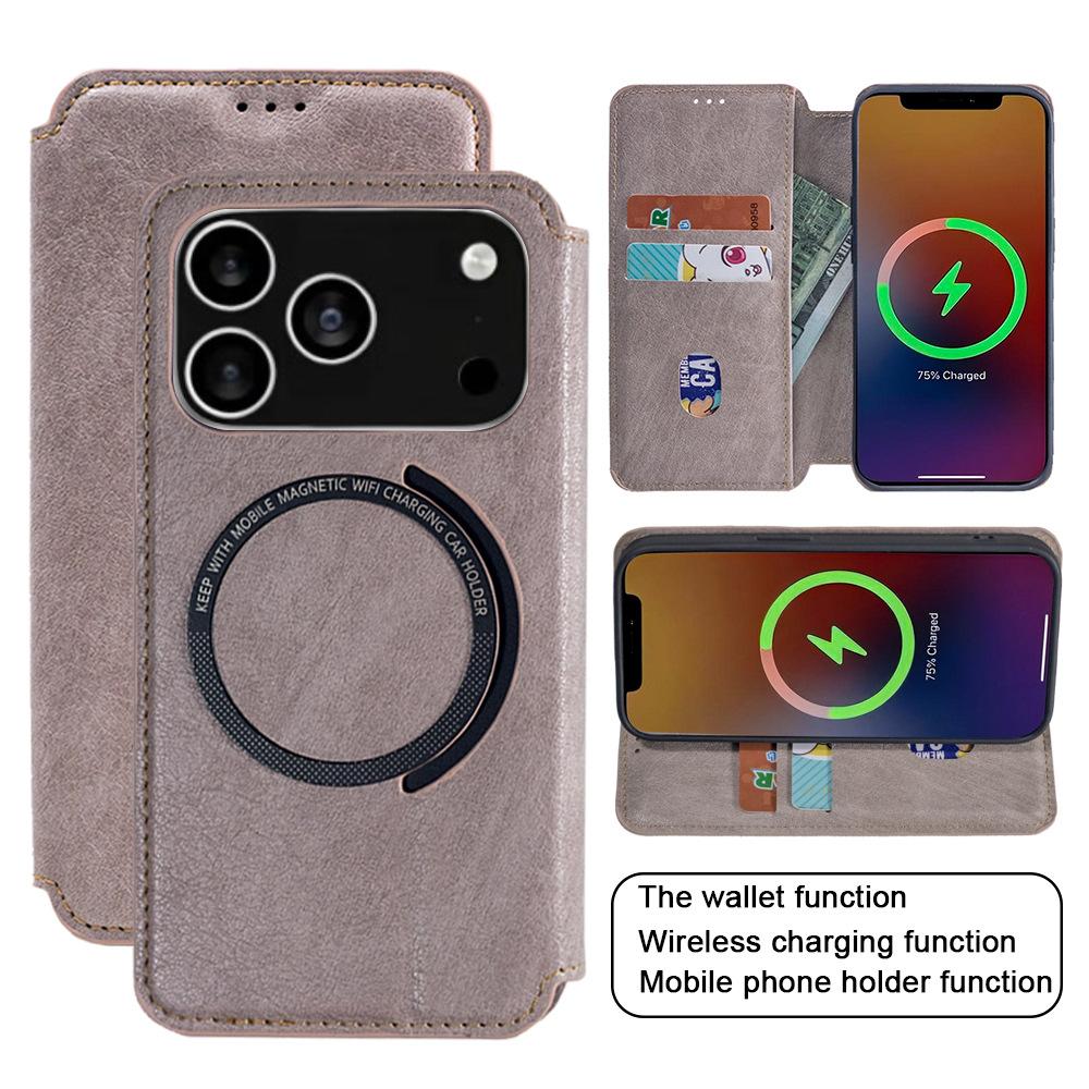 For iPhone 17 Pro Case Compatible with MagSafe Wallet Stand Leather Flip Phone Cover