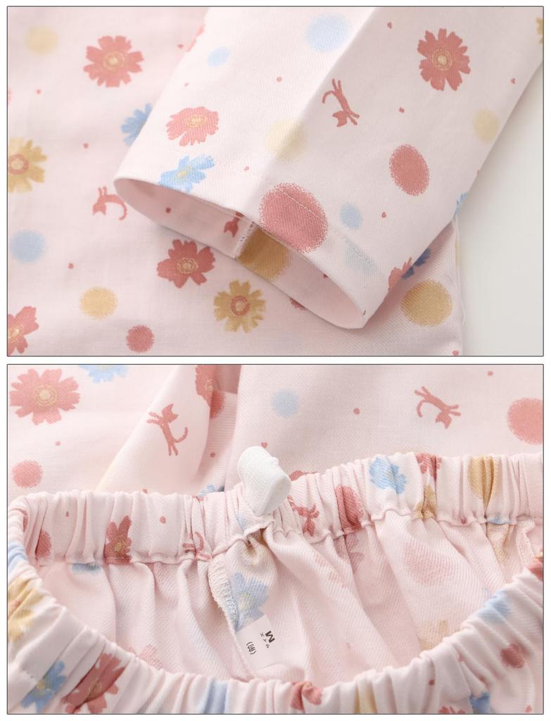 Kaituck Family Made In Japan Viyella Brushed Shirt Long Floral Sizes Pink and Floral Women's Pajamas, Sleeve, 100% Cotton, Print, Spring/Autumn, M/L