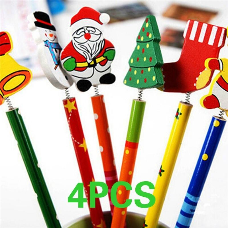 

4 шт. творческие канцелярские принадлежности альбом для рисования ручка мультфильм деревянный рождественский карандаш планировщик студенческие призы chri