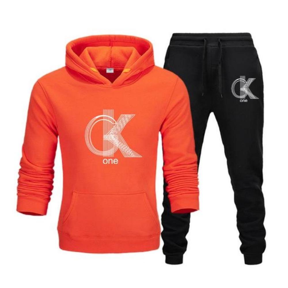 Herenmode Bedrukte Hoodie+Broek Set, Casual Sportkleding+Sportkleding Set
