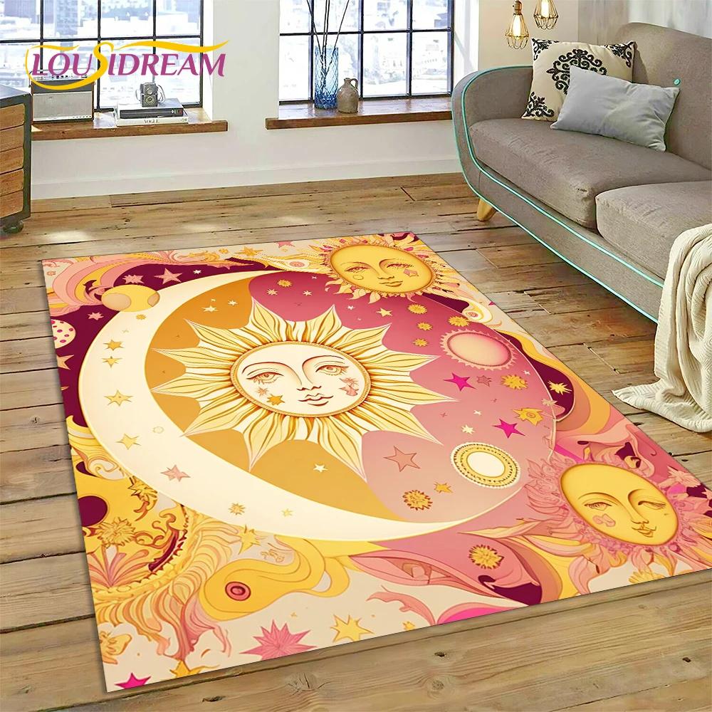 Sun Moon Mandala Magic Witchcraft Tarot Carpet Rug for Home Living Room Bedroom Sofa Doormat Decor,Area Rug Non-slip Floor Mat