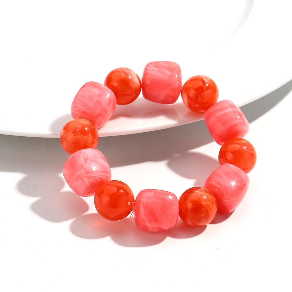 Acrylic Chunky Irregular Square Round Beaded Bracelet for Women European and American Simple Bracelet Fashion Hand Accessories