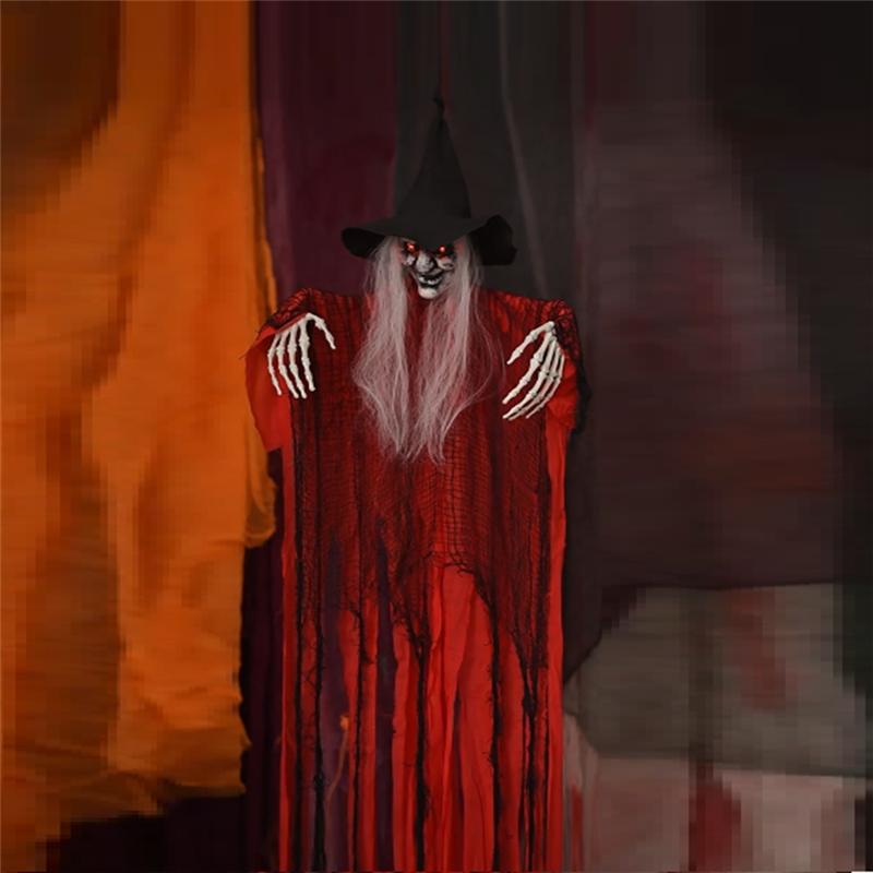 Good-1Pcs Creepy Witch Conversation & Voice Activated Skeleton Used For Outdoor Decoration