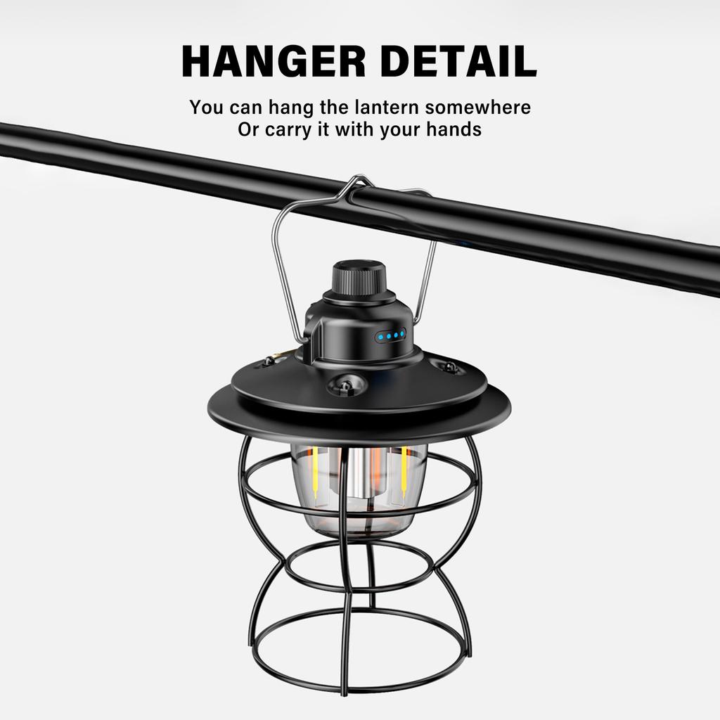 Outdoor-Camping-Laterne, USB-Aufladung, Notstromversorgung, Batterie-Display, wasserdicht, 3 Beleuchtung