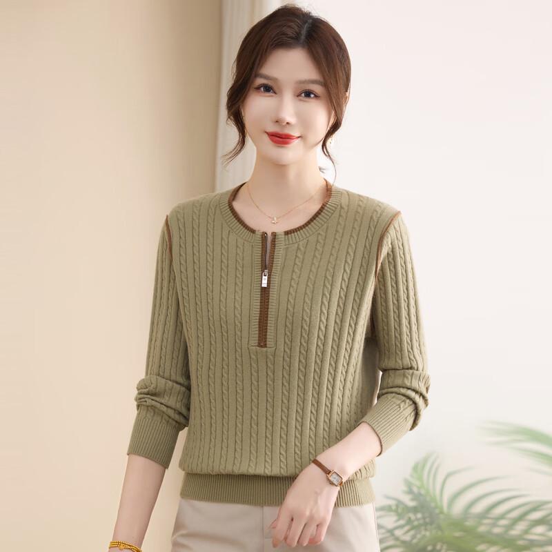 YUZHAOLIN Women's Mid-Age Loose Fit Spring Knit Top