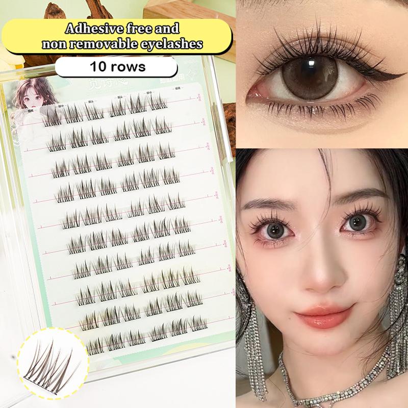 10 Rows Sunflower Glue-Free False Eyelashes Diy Segmented Reusable No-Removal Thick Lash Extension Enlarge Eyes Daily Use